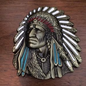 Native American chief belt buckle